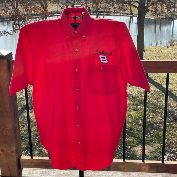 DALE EARNHARDT JR #8 Red Button Down Shirt NASCAR RACING SHIRT XL New Old Stock - Picture 2 of 8